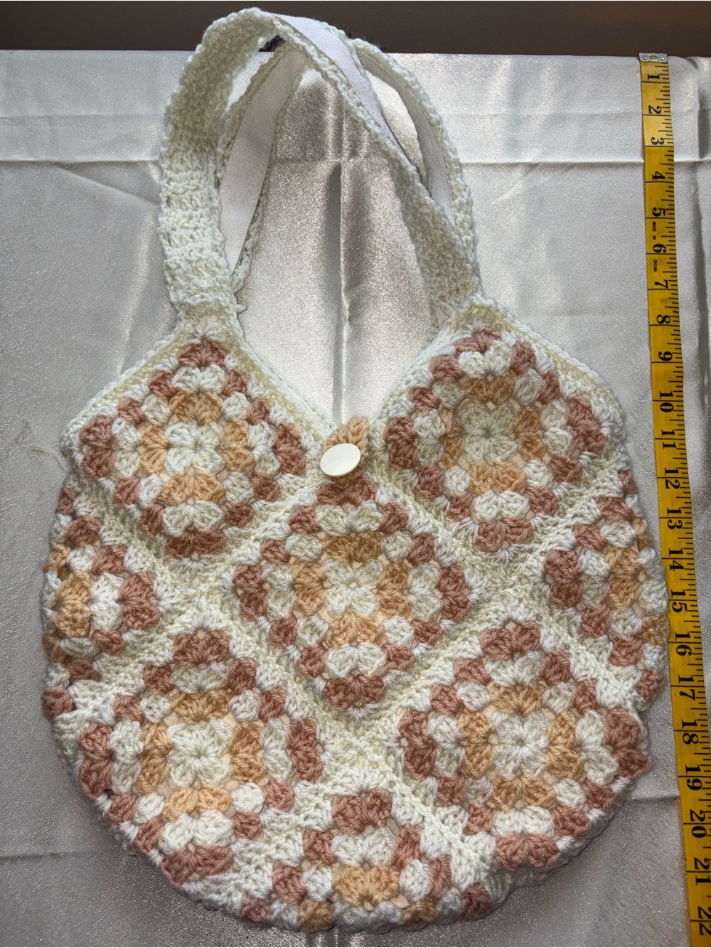 Handmade Granny Square Crochet Hobo Bag Lined Shoulder Purse